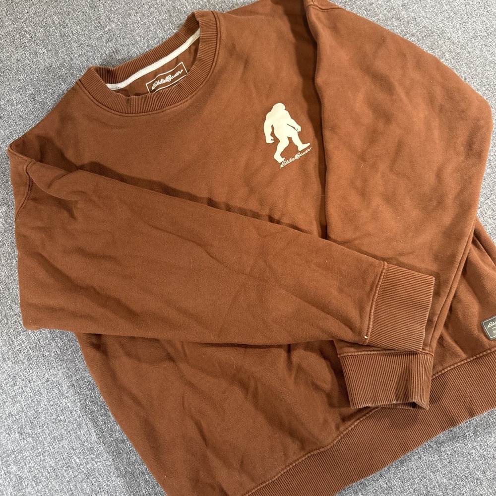 Eddie Bauer Bigfoot Sasquatch Sweatshirt Mens M Brown Crewneck‎ Outdoor